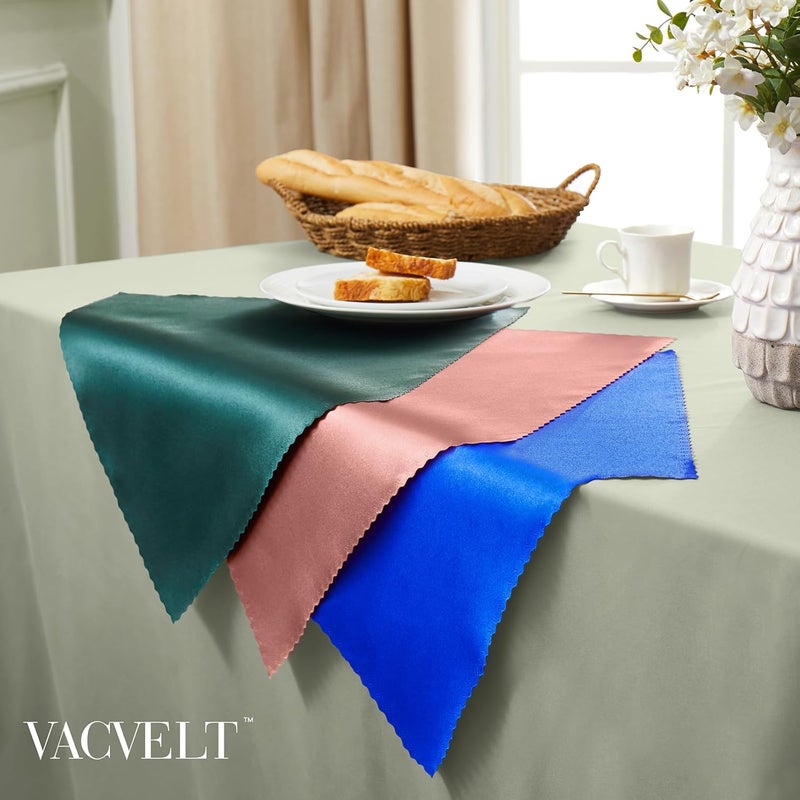 VACVELT مناديل ساتين روز جولد من VACVELT عبوة 100 قطعة 17x17 بوصة مناديل زفاف مناديل عشاء أنيقة ذات حواف مدورة مناديل طاولة مربعة ديكور مناديل ساتين حريرية للمطاعم الحفلات QJFZ40117205 - Image 4