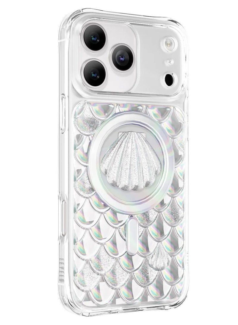 LEVELO iPhone 17 Pro Max MagSafe  Case Pearl 3D IML With Shock-Resistant Bumper & Raised Bezels For Camera And Screen / Ocean-Inspired Elegance / Impact-Resistant Back Cover - Iridescent - Image 2