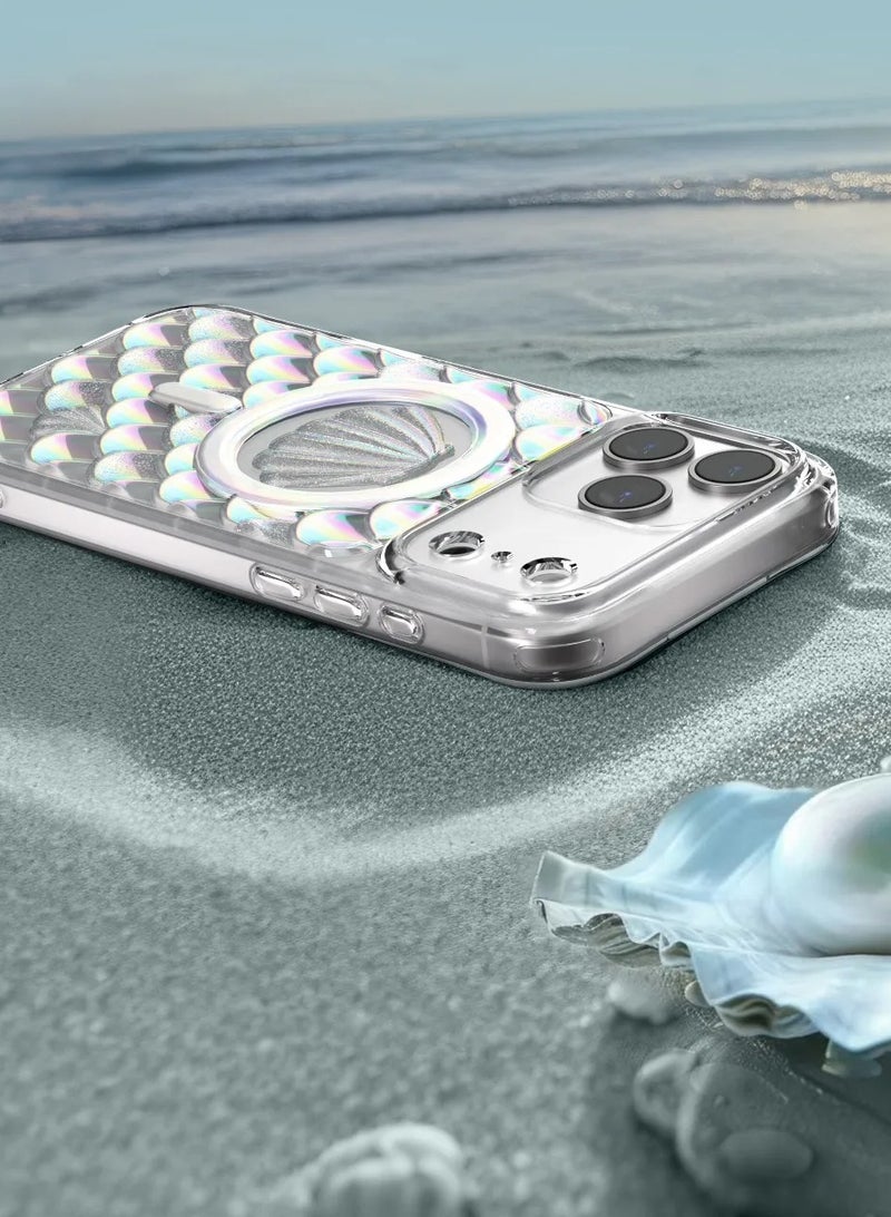 LEVELO iPhone 17 Pro Max MagSafe  Case Pearl 3D IML With Shock-Resistant Bumper & Raised Bezels For Camera And Screen / Ocean-Inspired Elegance / Impact-Resistant Back Cover - Iridescent - Image 5