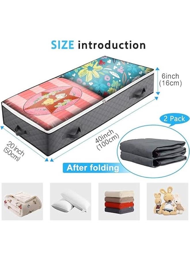 HOOKOR - Under bed Storage Bags, 100L Underbed Storage Containers with Reinforced Handles, Large Capacity Breathable Non-woven Under the Bed Storage Bins for Blanket, Pillows, Comforters and Quilts (2) - Image 1
