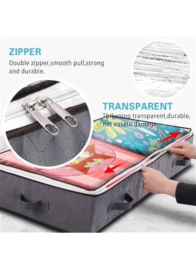 HOOKOR - Under bed Storage Bags, 100L Underbed Storage Containers with Reinforced Handles, Large Capacity Breathable Non-woven Under the Bed Storage Bins for Blanket, Pillows, Comforters and Quilts (2) - Image 1