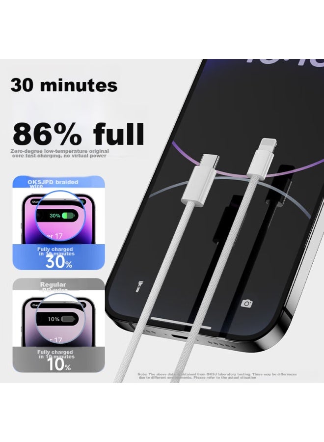 OKSJ W Fast Charging Cable For Apple, Braided Data Cable , Compatible With Iphone 14/13/12/11 Tablets, Type-c To Lightning, Two-pack - Image 3