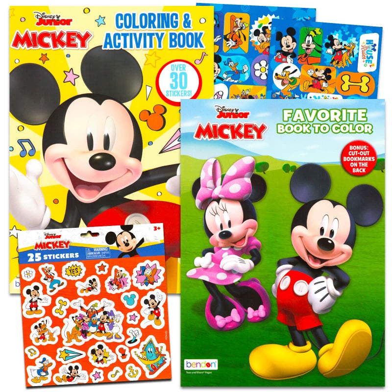 Disney Mickey Mouse Coloring Book with Stickers Set - Mickey Activity Book and Sticker Bundled with 2 Specialty Separately Licensed GWW Reward Stickers - Image 1