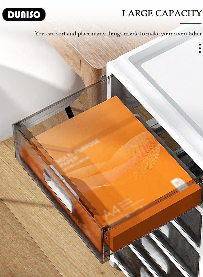 DUNISO 5 Layers Drawer Storage Cabinet Drawer Plastic Containers Box with Wheels 35CM Wide Slit Cabinet Drawer Unit Multipurpose Drawer Storage Organizer for Kitchen Bedroom Bathroom and Living Room  - Image 5
