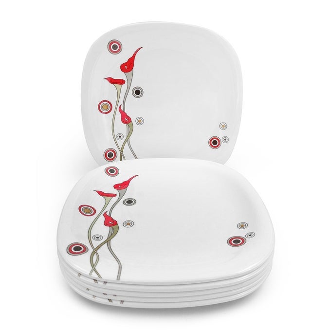 | PURE MELAMINE | SMALL PLATE SET  FLAMINGO FLOWER 7.5 (6 NOS.) | STAIN FREE, GLAZED FINISH