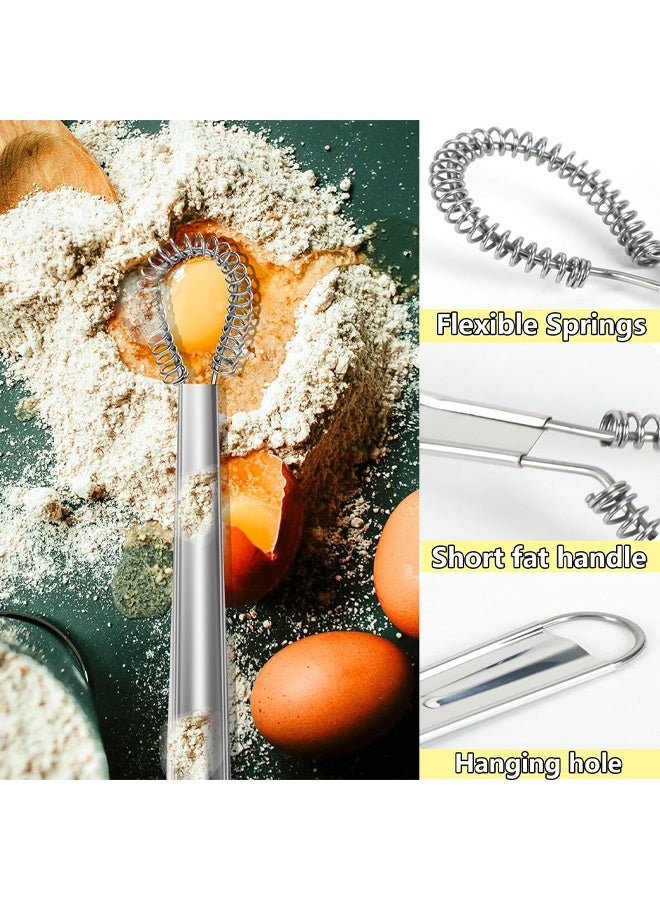 Stainless Steel Mini Whisks Spring Coil Wire Egg Beater, Handheld Small Egg Whisk Beater Manual Hand Whisker for Coffee Sauce Milk Mixing - Image 4