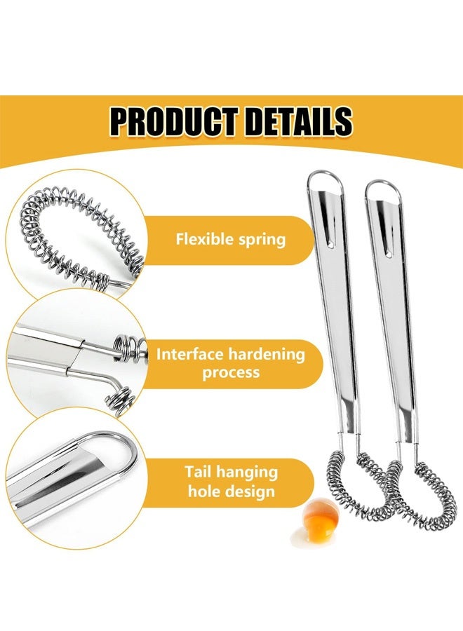 Stainless Steel Mini Whisks Spring Coil Wire Egg Beater, Handheld Small Egg Whisk Beater Manual Hand Whisker for Coffee Sauce Milk Mixing - Image 3
