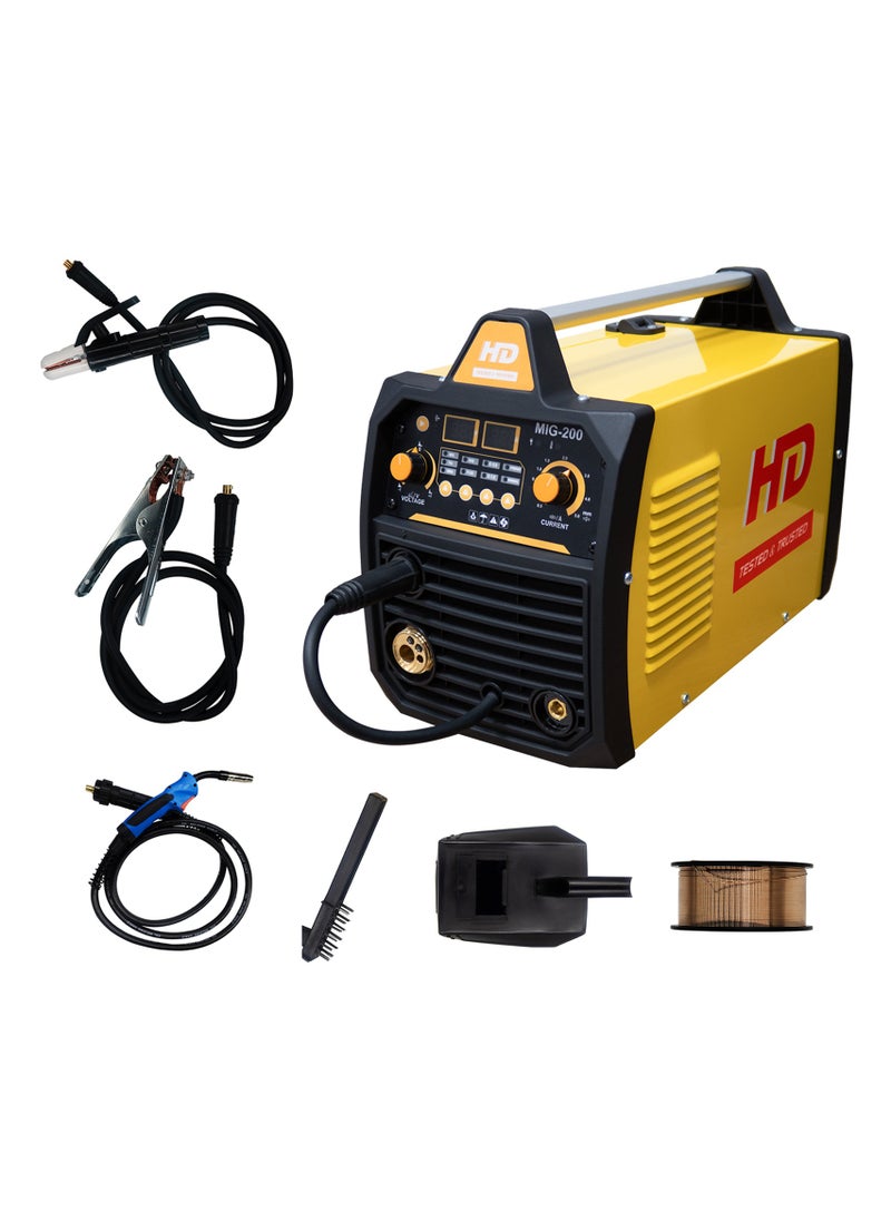 أتش دي آلة لحام MIG/TIG/MMA 10-200A AC | تعمل على الحديد والفولاذ المقاوم للصدأ | HD | MIG200 | 0.8 إلى 1.0 إلكترود.  - Image 1