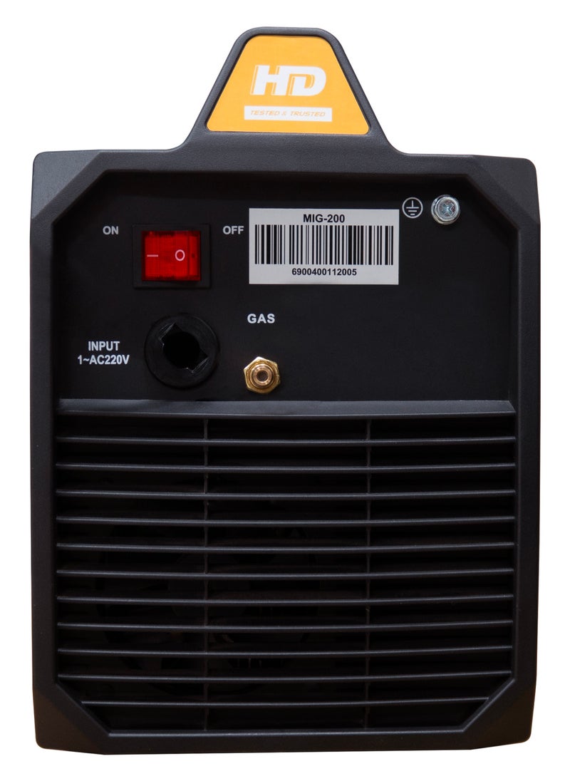 أتش دي آلة لحام MIG/TIG/MMA 10-200A AC | تعمل على الحديد والفولاذ المقاوم للصدأ | HD | MIG200 | 0.8 إلى 1.0 إلكترود.  - Image 4