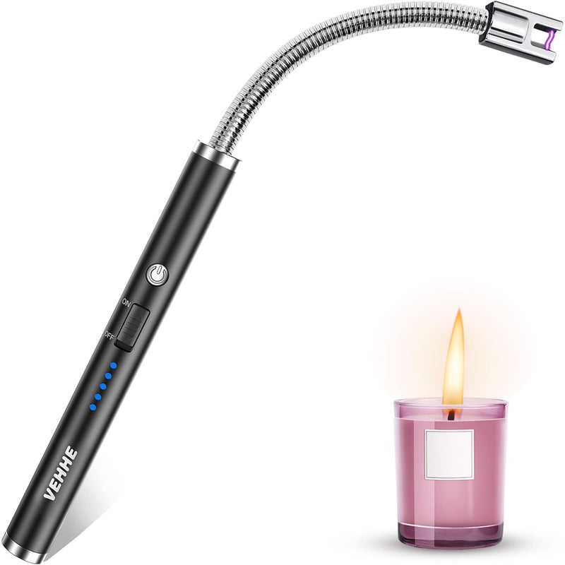 VEHHE Candle Lighter Electric Lighter Rechargeable USB Lighter with 360 Long Flexible Neck Arc Windproof Lighter with LED Battery Display for BBQ Camping Light Candles Gas Stoves