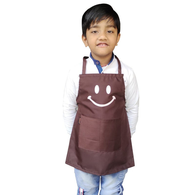 Switchon Switchon Polyester Waterproof Adjustable Kids Multi purpose Cooking Apron with a chef cap School Apron for 6 years to 12 years Proudly made in india Brown - Image 4
