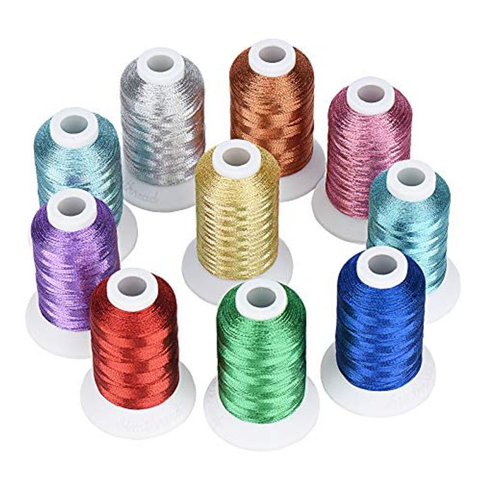 simthread 10 Essential Colors Metallic Embroidery Machine Thread Kit 500M(550Y) for Computerized Embroidery and Decorative Sewing Essential 1 - Image 1