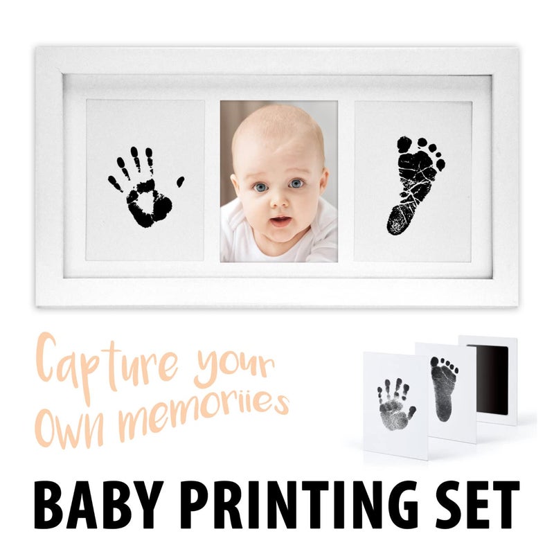 ion8 Baby Photo Frame Imprint/Ink Set - Photo frame for hand print, foot print & photos; gift set for birth, christening, baby part etc. 3-piece white (Ink) - Image 2