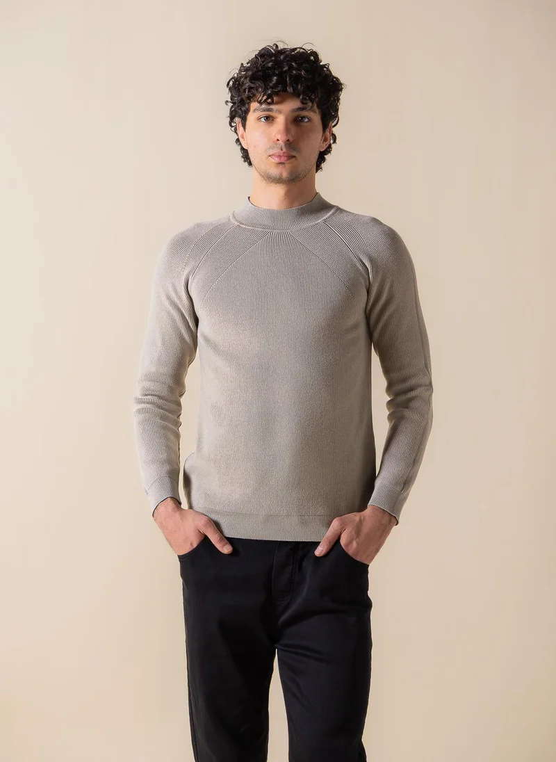 SHAPES TEXTURED MOCK-NECK SWEATER