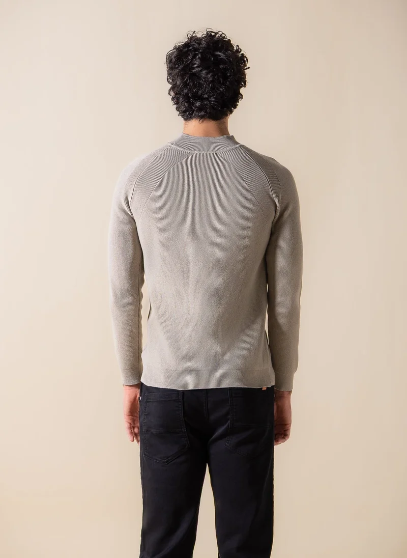 SHAPES TEXTURED MOCK-NECK SWEATER
