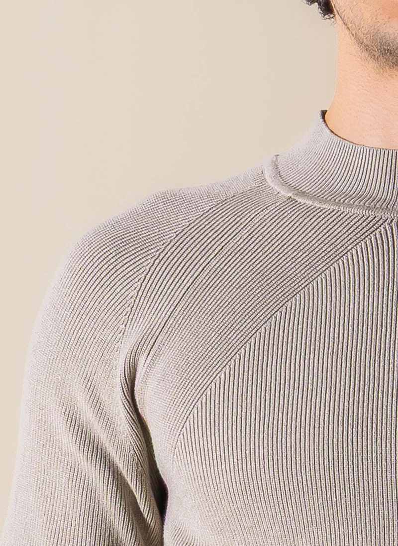 SHAPES Grey TEXTURED MOCK-NECK SWEATER for Men | Best Price UAE