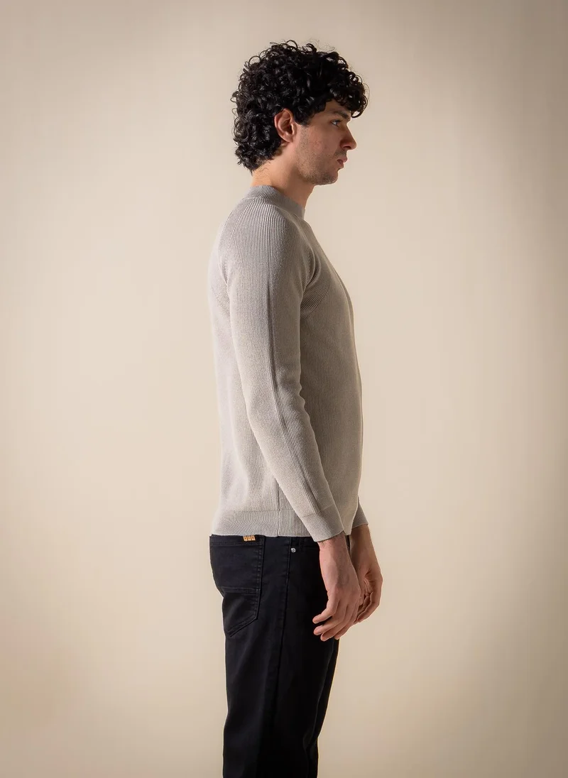 SHAPES Grey TEXTURED MOCK-NECK SWEATER for Men | Best Price UAE