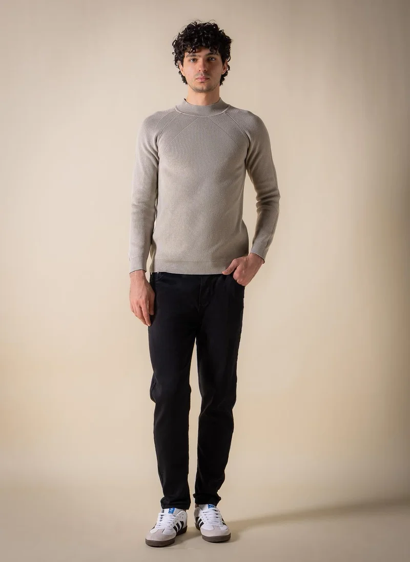 SHAPES Grey TEXTURED MOCK-NECK SWEATER for Men | Best Price UAE