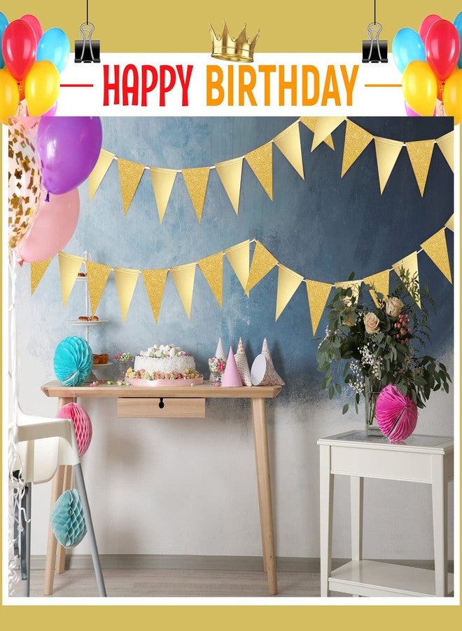 تيلينغ لافتة مثلثة من الورق المعدني اللامع مزدوج الجوانب بطول 39 قدمًا لحفلات الزفاف وأعياد الميلاد والمهرجانات والذكرى السنوية وحفلات الزفاف وحفلات توديع العزوبية ومستلزمات ديكورات الحفلات (ذهبية) - Image 5