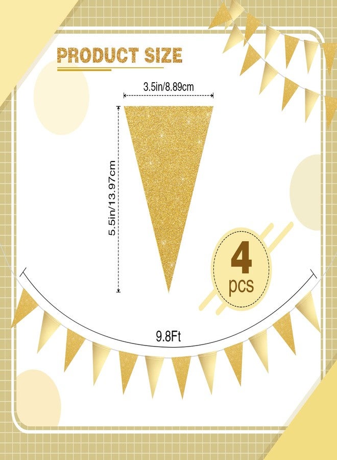 تيلينغ لافتة مثلثة من الورق المعدني اللامع مزدوج الجوانب بطول 39 قدمًا لحفلات الزفاف وأعياد الميلاد والمهرجانات والذكرى السنوية وحفلات الزفاف وحفلات توديع العزوبية ومستلزمات ديكورات الحفلات (ذهبية) - Image 2