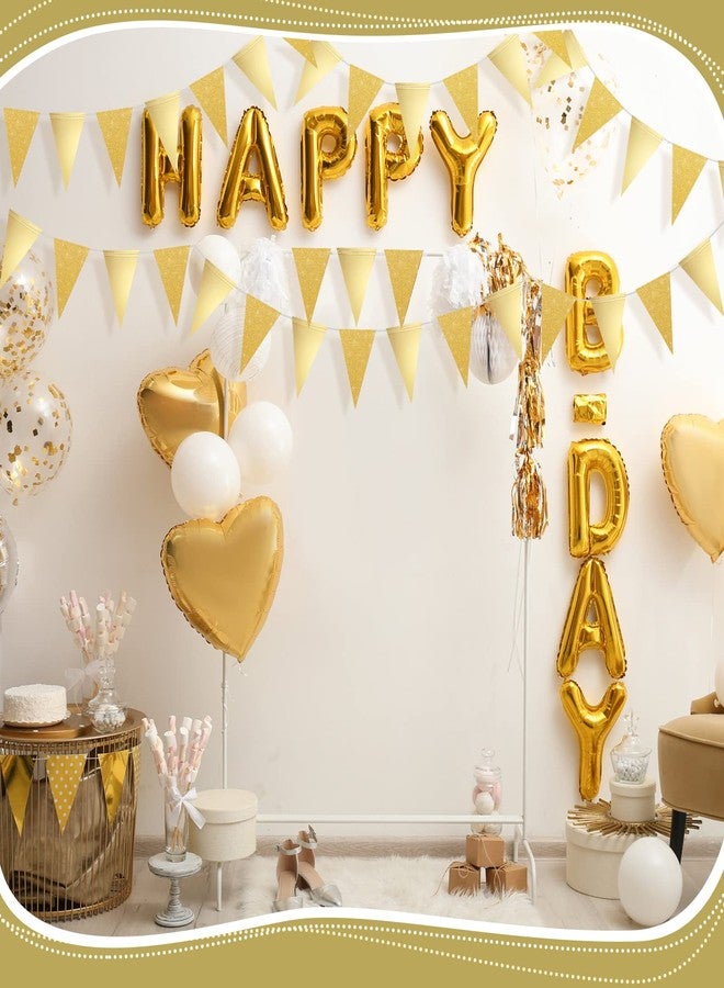 تيلينغ لافتة مثلثة من الورق المعدني اللامع مزدوج الجوانب بطول 39 قدمًا لحفلات الزفاف وأعياد الميلاد والمهرجانات والذكرى السنوية وحفلات الزفاف وحفلات توديع العزوبية ومستلزمات ديكورات الحفلات (ذهبية) - Image 3