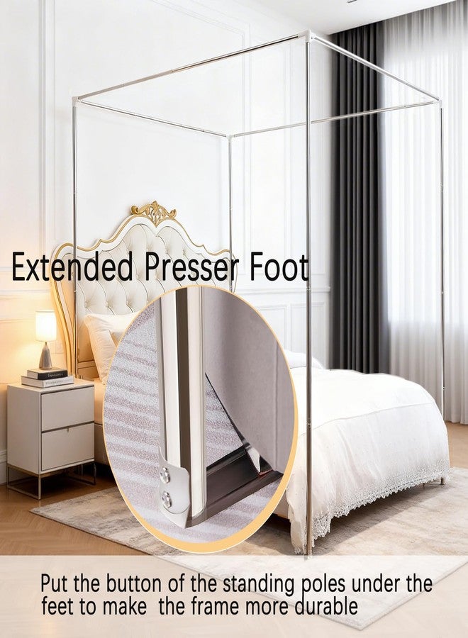 Akiky Canopy Bed Poles Stainless Steel Metal Frame 4 Corner Post Bed Frame Poles Frame Bracket Fit for Metal and Wood Bed(Queen,Silver) - Image 4