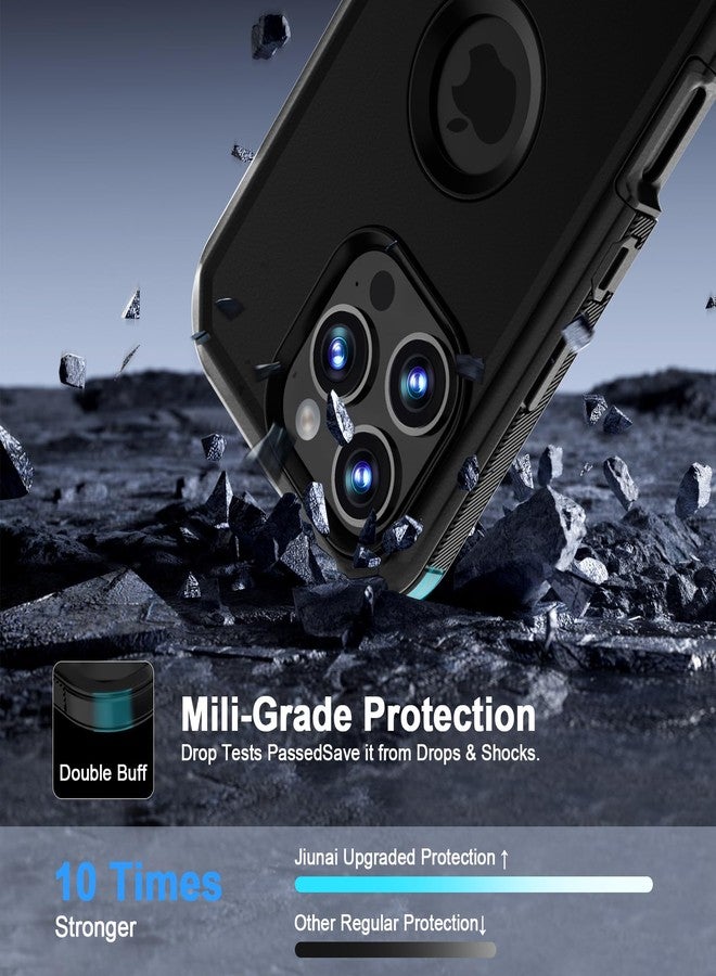 Jiunai for iPhone 16 Pro Max Case Rugged Shockproof Heavy Duty Protection Screenless Dustproof Dual Layer Strong Tough Non Slip Protective Phone Case for iPhone 16 Pro Max 6.9’’ Men Women Black - Image 2