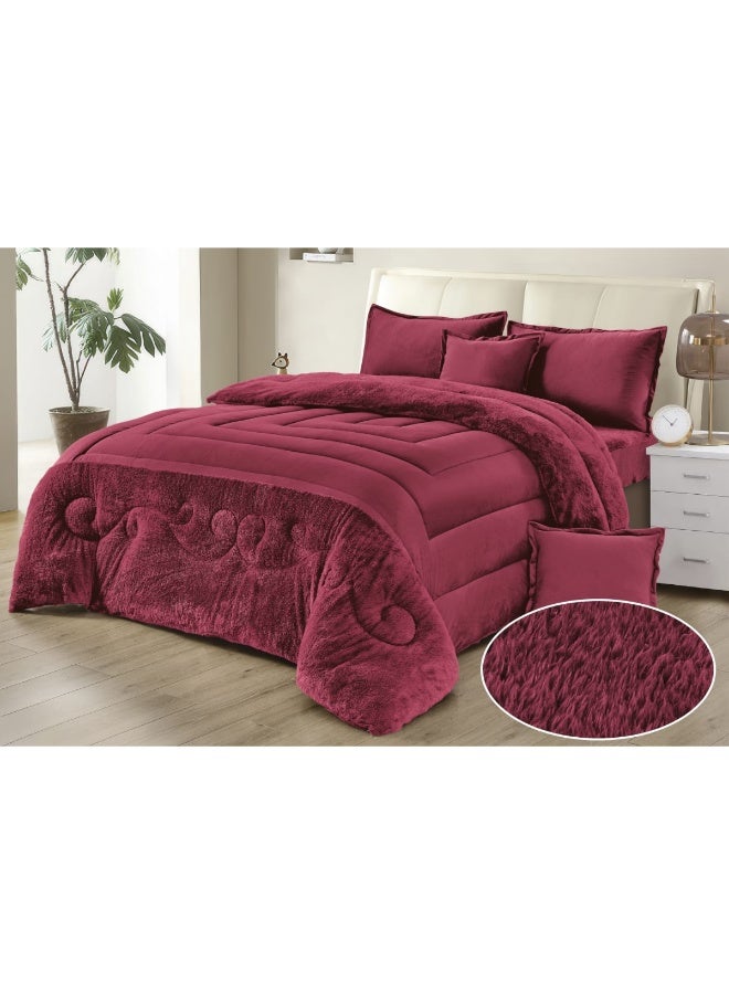 Moon Bedding set consisting of 6 pieces - 1 double winter bedspread, reversible (one side velvet, one side faux fur) + 1 fitted sheet + 2 pillowcases + 2 square cushion covers - Bedspread size 250X230 cm - Image 1
