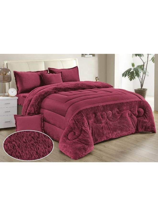 Moon Bedding set consisting of 6 pieces - 1 double winter bedspread, reversible (one side velvet, one side faux fur) + 1 fitted sheet + 2 pillowcases + 2 square cushion covers - Bedspread size 250X230 cm - Image 5