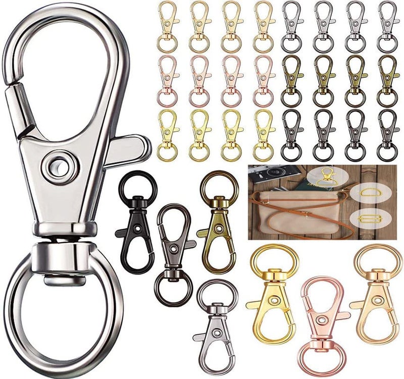 DIY Crafts DIY Crafts 5 Pcs Keyrings, Golden, Iron Lobster Claw Clasps Swivel LanyardsTrigger Snap Hooks Strap, D Rings Slide Buckle for Keychain, Bags and Jewelry F(5 Pcs Keyrings, Golden) - Image 2