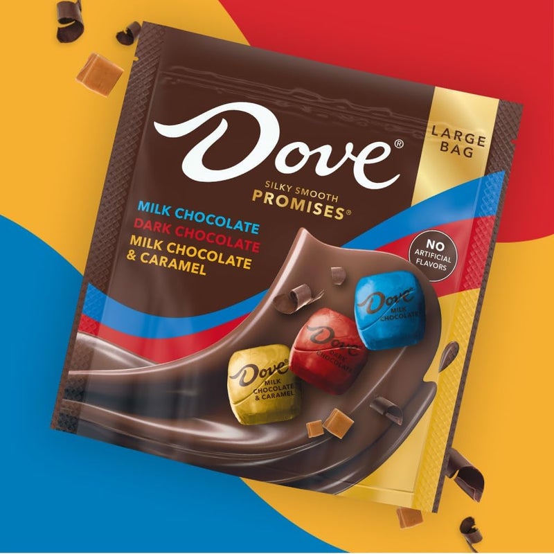 DOVE PROMISES Dark, Milk Chocolate & Milk Chocolate with Caramel Variety Assortment - Large 14.08 Oz Bag - Image 3