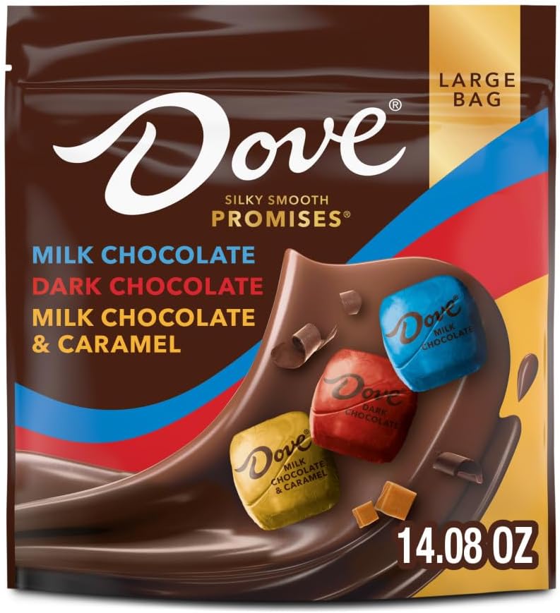 DOVE PROMISES Dark, Milk Chocolate & Milk Chocolate with Caramel Variety Assortment - Large 14.08 Oz Bag - Image 1