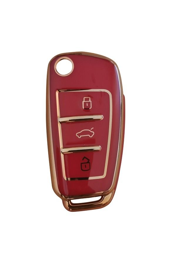 Generic Generic Soft Premium TPU Car AUDI Car Key Cover, Smart Key Fob Cover, Key Holder Key Chain A3 Q3 R8 3 Button  - Image 1