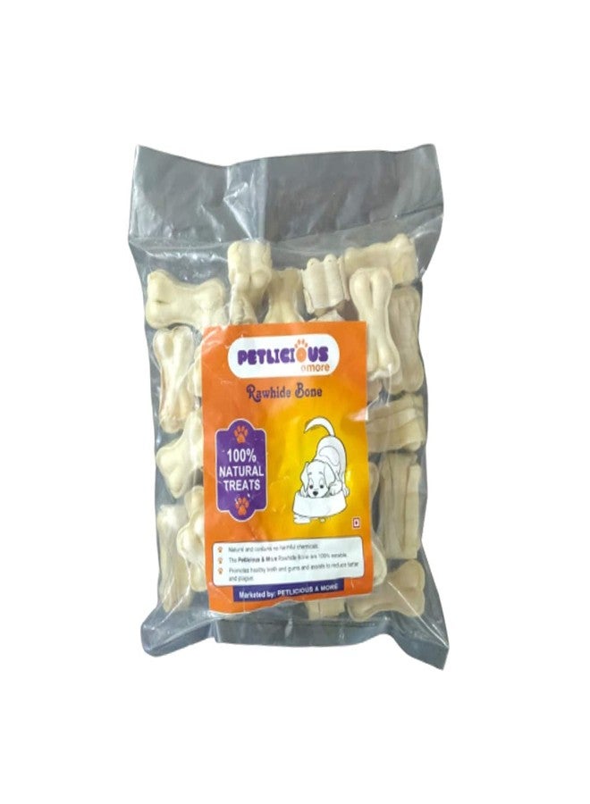 Petlicious & More Rawhide 2 Inch Bones for Dogs Super Saver Pack Pressed Dog Bones Calcium Bone Chew Bones for Dogs (Pack of 3 Kg) - Image 1