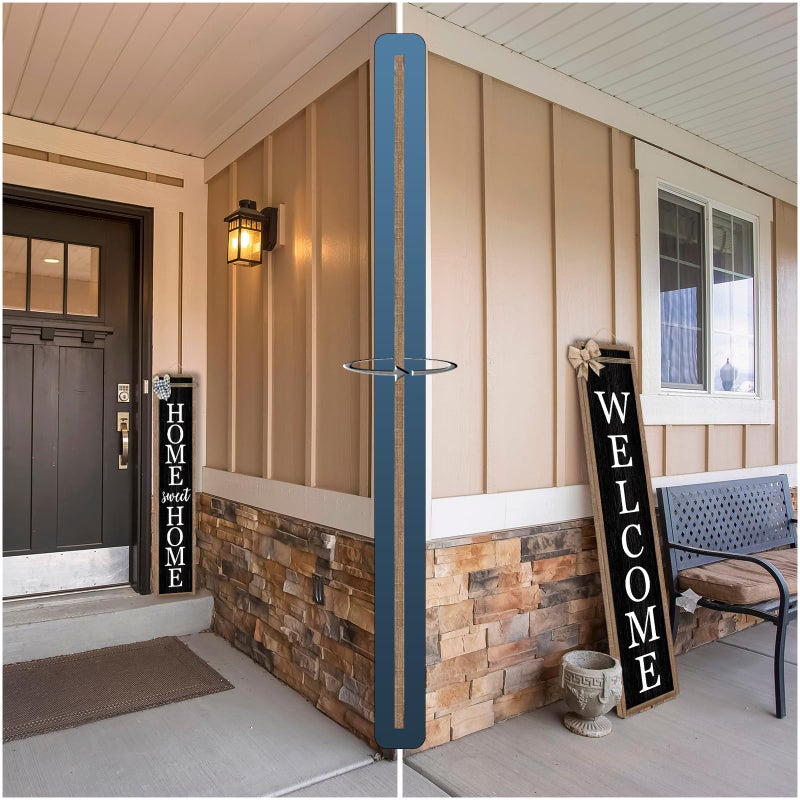 Surfapans Outdoor Welcome Sign for Front Porch Standing Large 2 Sided 45"X9" Wooden Frame Tall Vertical Leaner Long Home Sweet Home Front Door Sign for Rustic Outside Farmhouse Modern Decor (Wood Black) - Image 5