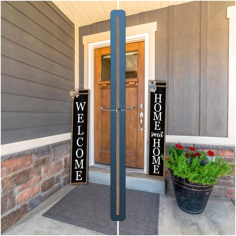Surfapans Outdoor Welcome Sign for Front Porch Standing Large 2 Sided 45"X9" Wooden Frame Tall Vertical Leaner Long Home Sweet Home Front Door Sign for Rustic Outside Farmhouse Modern Decor (Wood Black) - Image 4