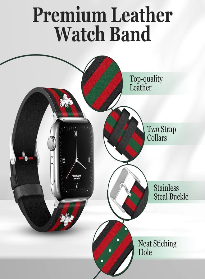 MOINSPIRE Designer Leather Bands with Charms Compatible with Apple Watch 38mm 40mm 41mm 42mm(S11/10) Women Men Genuine Leather Strap Elegant Wristbands for iWatch Series 11/10/9/8/7/6/5/3/2/1/SE/Ultra - Image 5