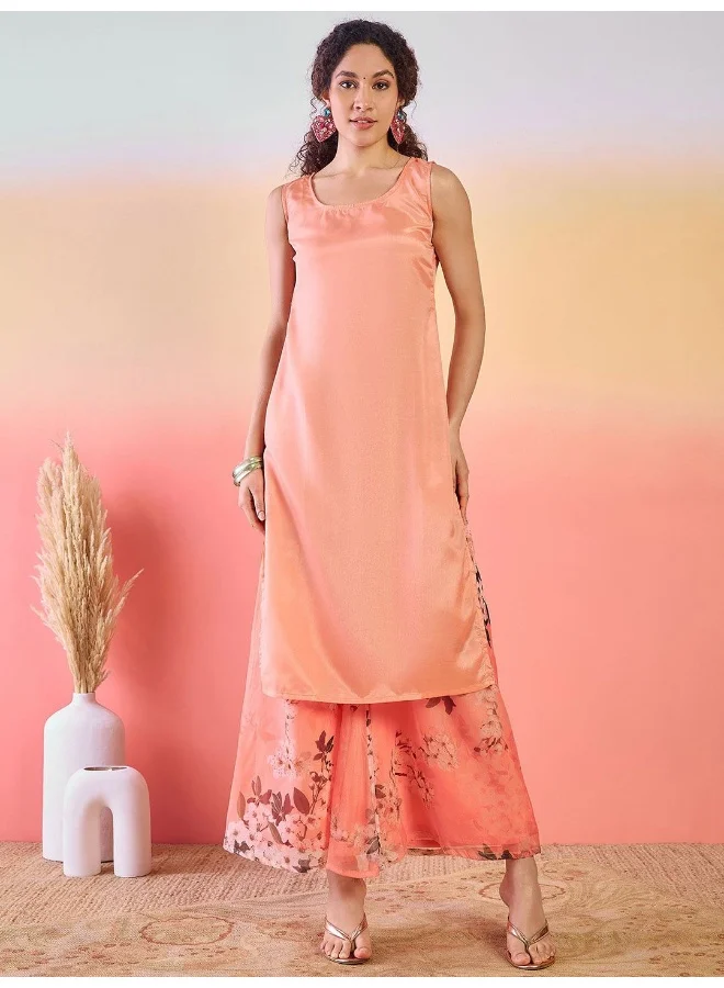 AKS Orange Digital Printed Organza Kurta Set