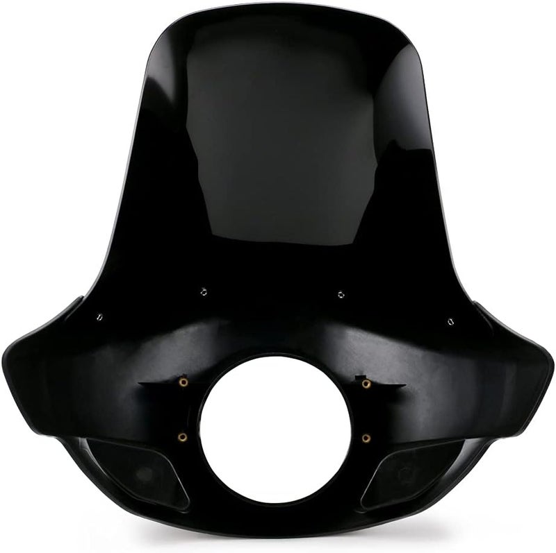 PACEWALKER Motorcycle 17" Tall Fairing Touring Sport Windshield Club Style Kit Blackout 5.75" Headlight Fairing Windshield for Super Glide T-Sport FXDXT, FXR Long Style (Gloss Black) - Image 3