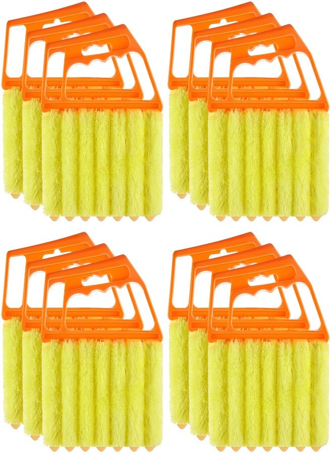 Maxdot 12 Pcs Blind Cleaner Duster Tool, 7 Finger Dusting Cleaner Tool, Handheld Blind Dusters for Cleaning, Washable Mini Brush for Air Conditioner Wood Blinds Window Dust Dirt, Yellow - Image 1