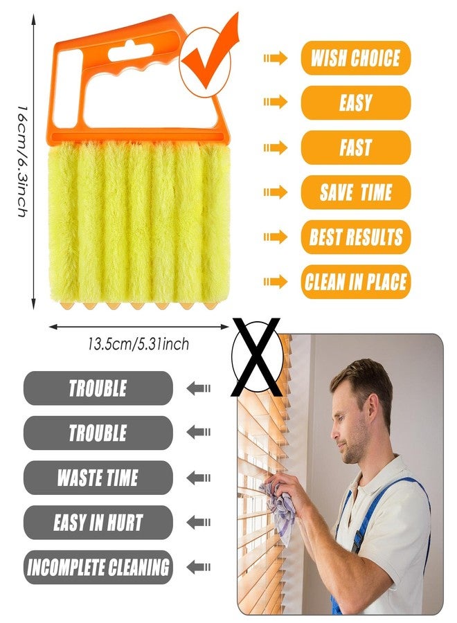 Maxdot 12 Pcs Blind Cleaner Duster Tool, 7 Finger Dusting Cleaner Tool, Handheld Blind Dusters for Cleaning, Washable Mini Brush for Air Conditioner Wood Blinds Window Dust Dirt, Yellow - Image 2