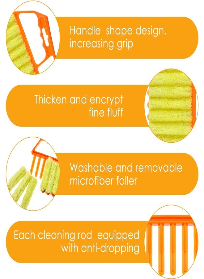 Maxdot 12 Pcs Blind Cleaner Duster Tool, 7 Finger Dusting Cleaner Tool, Handheld Blind Dusters for Cleaning, Washable Mini Brush for Air Conditioner Wood Blinds Window Dust Dirt, Yellow - Image 3