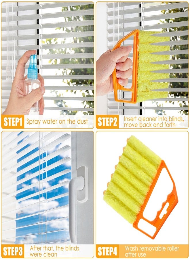 Maxdot 12 Pcs Blind Cleaner Duster Tool, 7 Finger Dusting Cleaner Tool, Handheld Blind Dusters for Cleaning, Washable Mini Brush for Air Conditioner Wood Blinds Window Dust Dirt, Yellow - Image 4