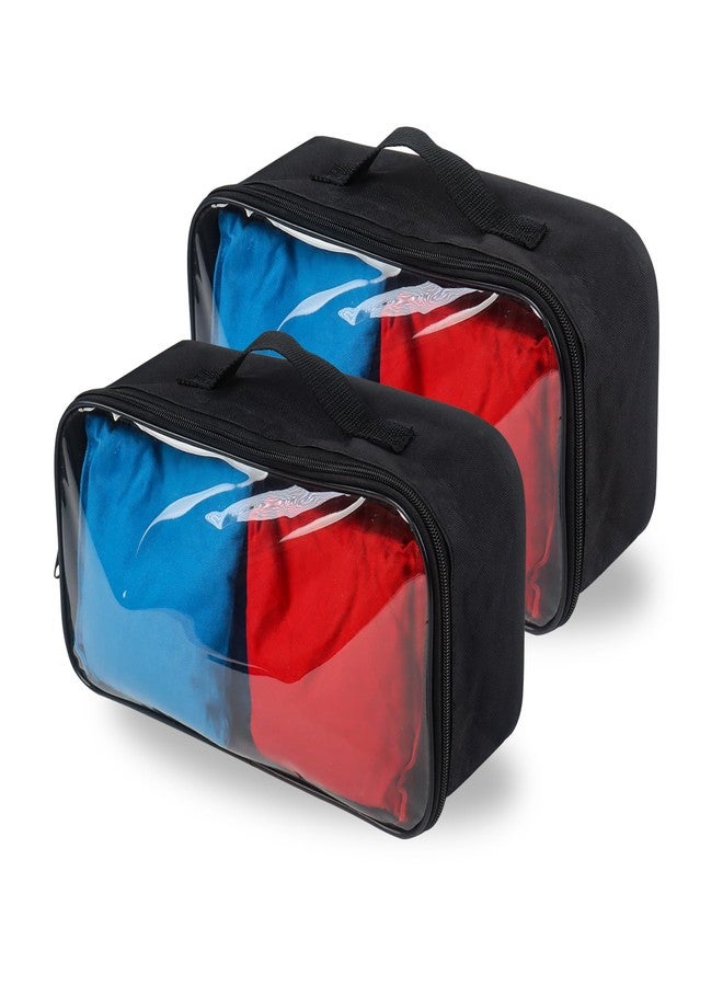 Klmnop 2 Pcs Cornhole Bag Carry Case, Cornhole Carrying Case Holds 8 Bean Bags with Portable Handle for Storage, Transport(Black) - Image 1