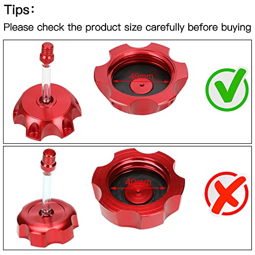 GREHUA Dirt Bike Gas Cap Cover with Vent Tube Compatible with 50cc 70cc 90cc 110cc 125cc SSR110 SSR125 Taotao DB10 DB14 SDG107 XPro YZ80 Kayo Pit Motorized Parts CNC Aluminum Red - Image 2