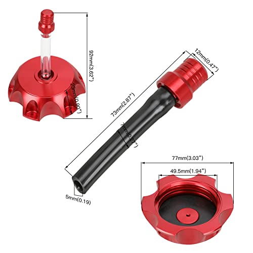 GREHUA Dirt Bike Gas Cap Cover with Vent Tube Compatible with 50cc 70cc 90cc 110cc 125cc SSR110 SSR125 Taotao DB10 DB14 SDG107 XPro YZ80 Kayo Pit Motorized Parts CNC Aluminum Red - Image 4