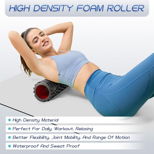 Krightlink 5-in-1 Foam Roller Set, Massage Roller Stick, Massage Ball, Resistance Band for Deep Muscle Massage, Trigger Point Release, Pilates, Yoga (Black-18(2 in 1)) - Image 5