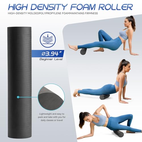 Krightlink 5-in-1 Foam Roller Set, Massage Roller Stick, Massage Ball, Resistance Band for Deep Muscle Massage, Trigger Point Release, Pilates, Yoga (Black-18(2 in 1)) - Image 4