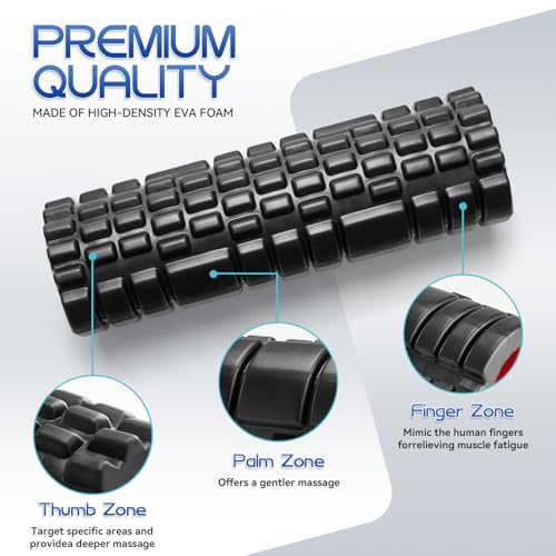 Krightlink 5-in-1 Foam Roller Set, Massage Roller Stick, Massage Ball, Resistance Band for Deep Muscle Massage, Trigger Point Release, Pilates, Yoga (Black-18(2 in 1)) - Image 3