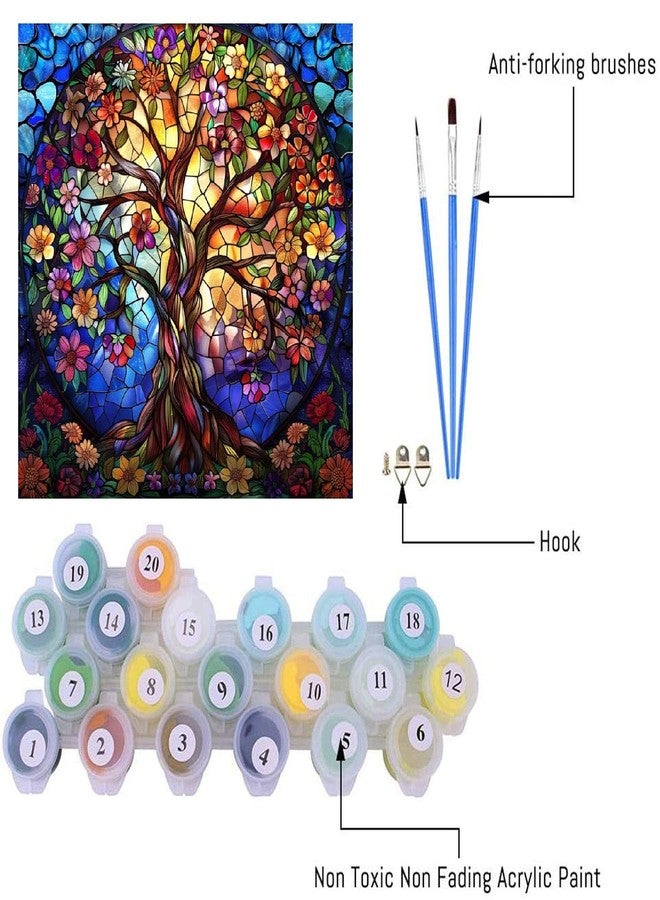 VIGEGU Tree of Life Paint by Numbers Kit for Adults Beginner with Framed,Easy Adult Paint by Number Kits on Canvas DIY Painting for Beginners Art by Numbers for Home Wall Decor 10x10 Inch - Image 5